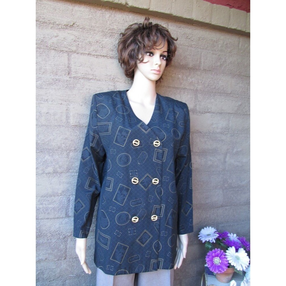 Vintage Michael B Ltd Petites Size 10 Gold and Black Pattern Jacket